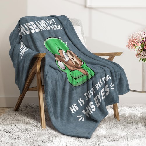 GiltGlimmer Funny Gifts for Husband, Husband is Not Sleeping Blanket, Husbands Gifts from Wife, Anniversary Birthday Gifts for Husbands, 60" x 50"