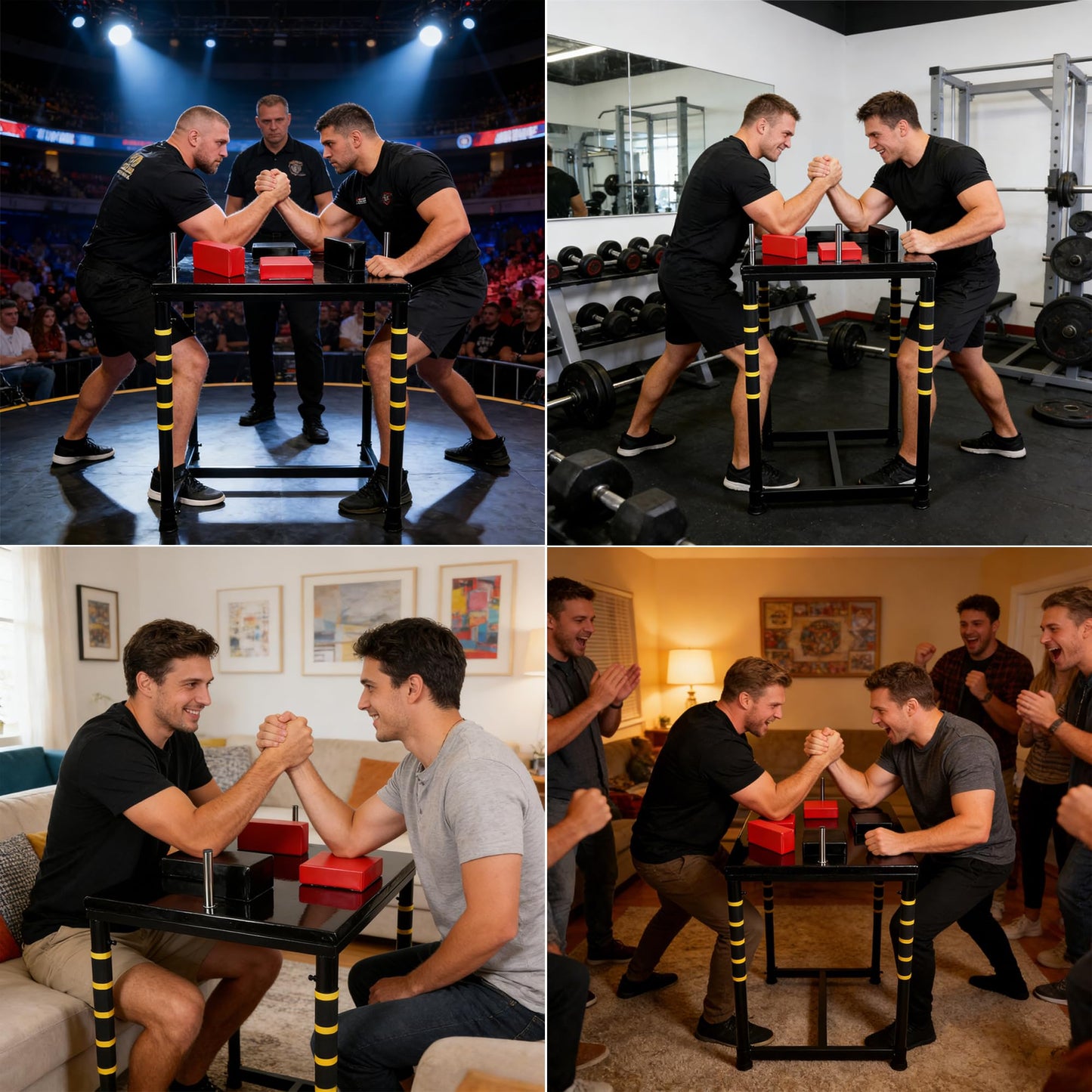 WINTECY Professional Arm Wrestling Table - Adjustable Battle Station with Handles Elbow Pads and Winning Pads, Standard Arm Wrestling Battle Table for Gym, Home or Club Use (Black & Red)