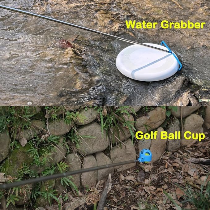 MD 5 in 1 Extendable Disc Golf Retriever. (16FT) Telescopic Disc Golf Retriever Durable Stainless Steel Frame,Multi-Hook Grabber with Carry Bag, Disc Golf Accessories for Tree Bushes & Water.