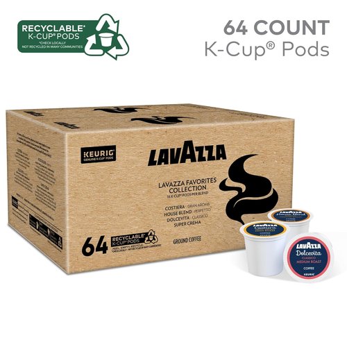 Lavazza Favorites Collection - Variety Pack of Single Serve K-Cup Pods | Light & Medium Roast, 64-Count