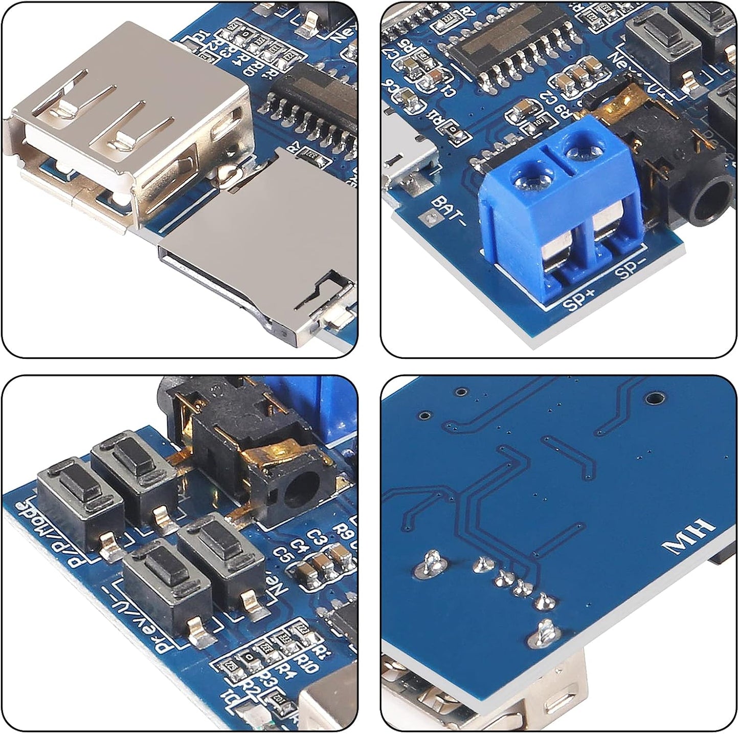 AITRIP 5PCS MP3 5V TF Card U Disk Play Decoder Player Module with Audio Amplifier Audio Decoding Player Module Micro