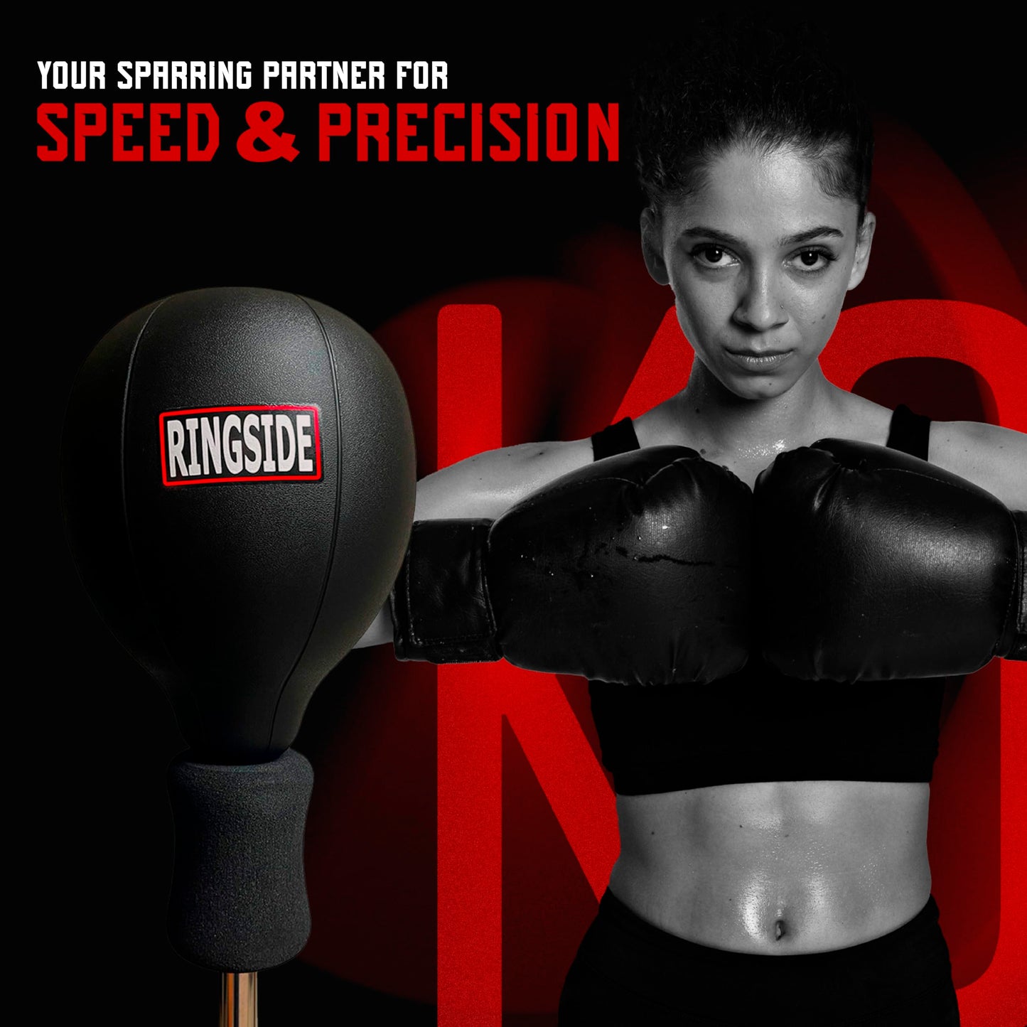 Ringside Fitness Reflex Bag, Dipped Foam Top, Ideal for Boxing, MMA, Muay Thai, and More, Punching Bag Stand with Plastic Base and Chrome Spring, Adjustable Height, 49"–69"