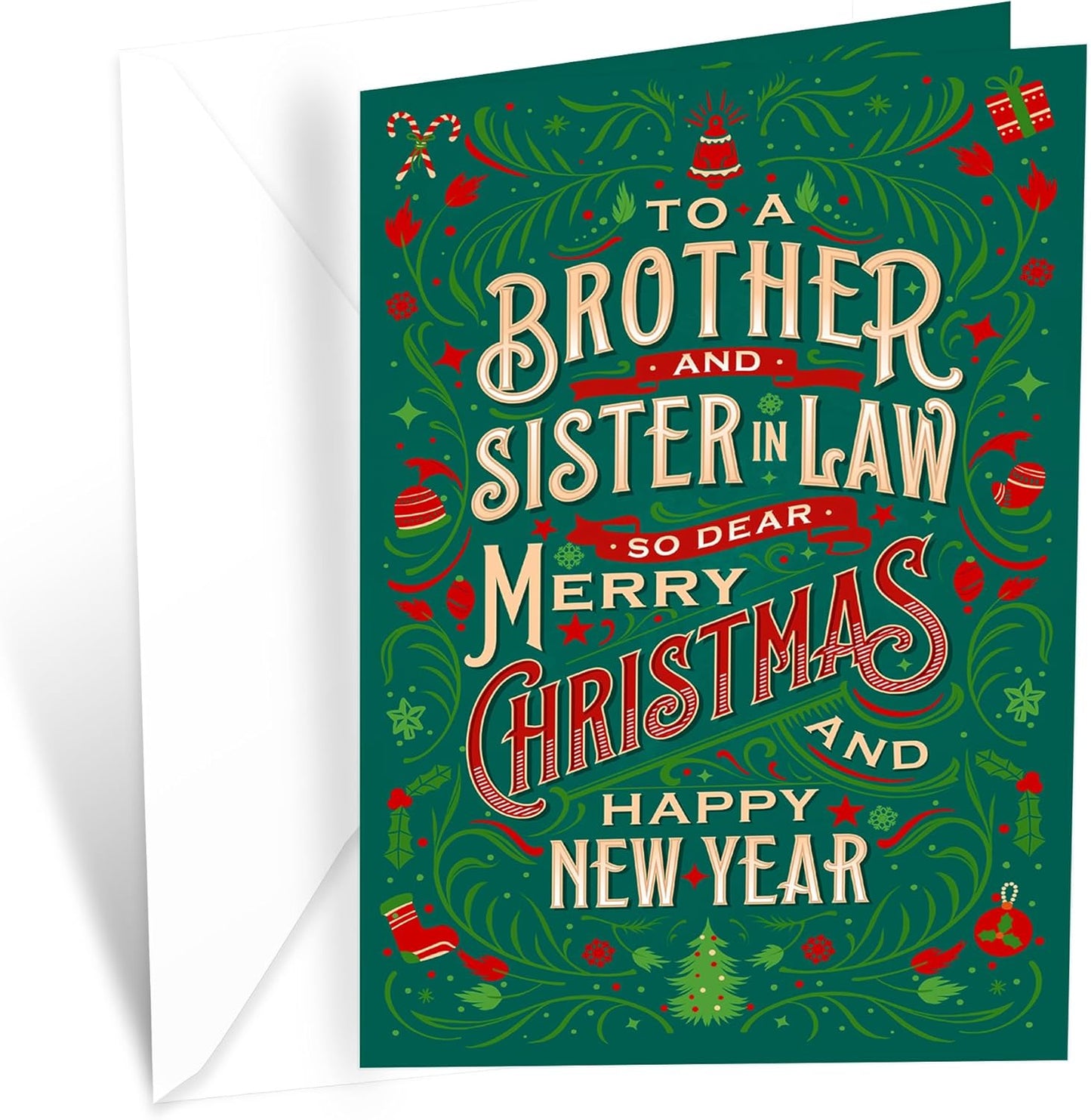 Prime Greetings Christmas Card for Brother and Sister-In-Law - Eco-Friendly Thick Card Stock, 5in x 7.75in