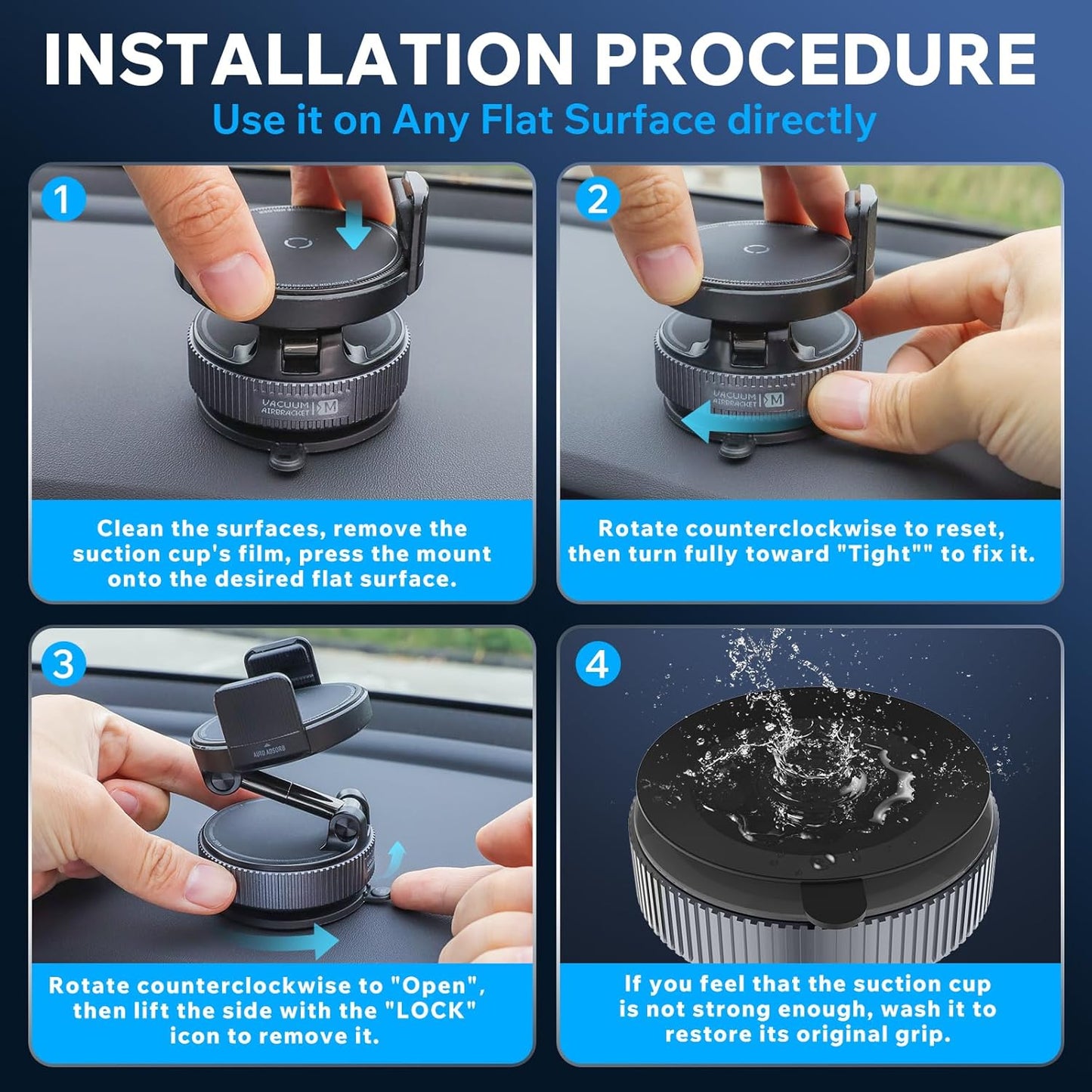 Autaabb 360 Nano Gel Suction Cup Phone Mount - Ultra-Strong Universal Car Dashboard Cell Phone Holder, Hands-Free