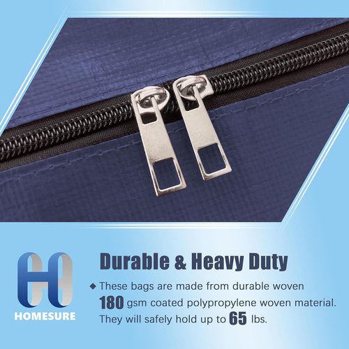 HOMESURE Large Water-Resistant Moving Bags - 8 Pack Heavy-Duty Storage Totes with Zippers & Handles | Space-Saving Blue Design