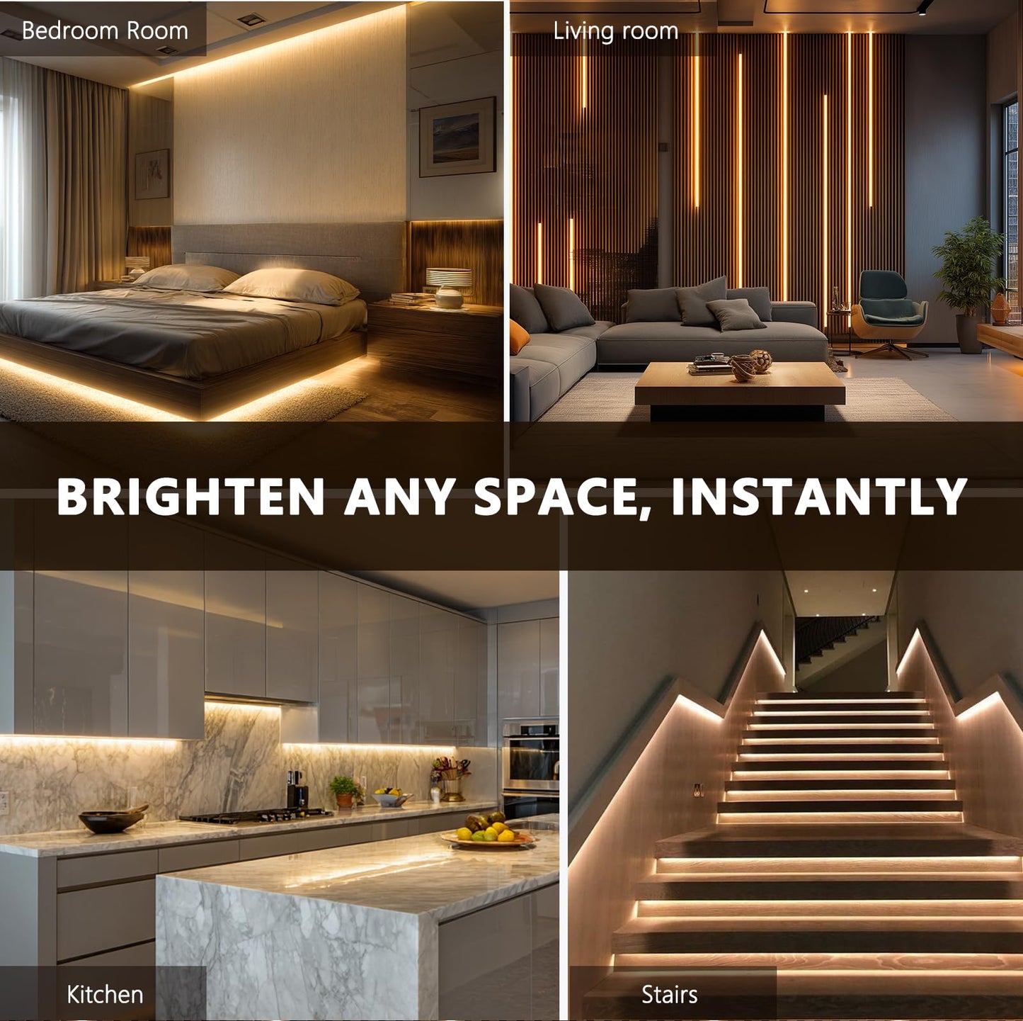V4light 16.4ft Smart Silicone LED Strip for Recessed Lighting, 2700K-6500K CCT, CRI90+ Dot-Free, Works with Alexa, App&Remote, Cuttable & Dimmable, Clip Mount for Wood Slat Wall, Under Cabinet, Stairs