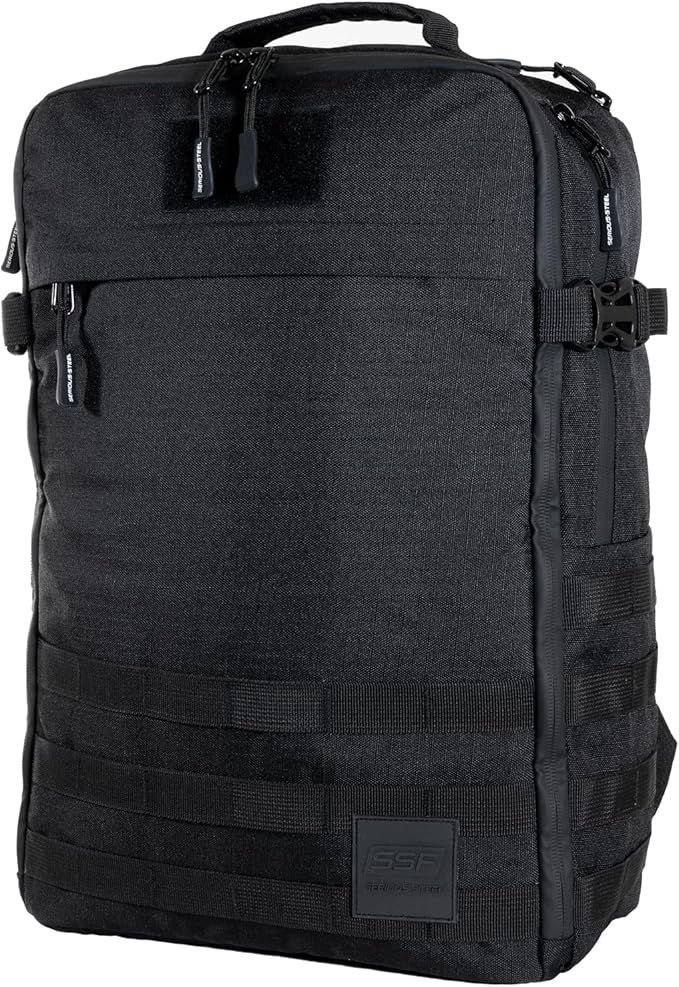 SERIOUS STEEL FITNESS Gym Bag, Rip-Resistant Fabric, Heavy Duty (Black, Backpack (Pro-Mini (26L) with Dividers))