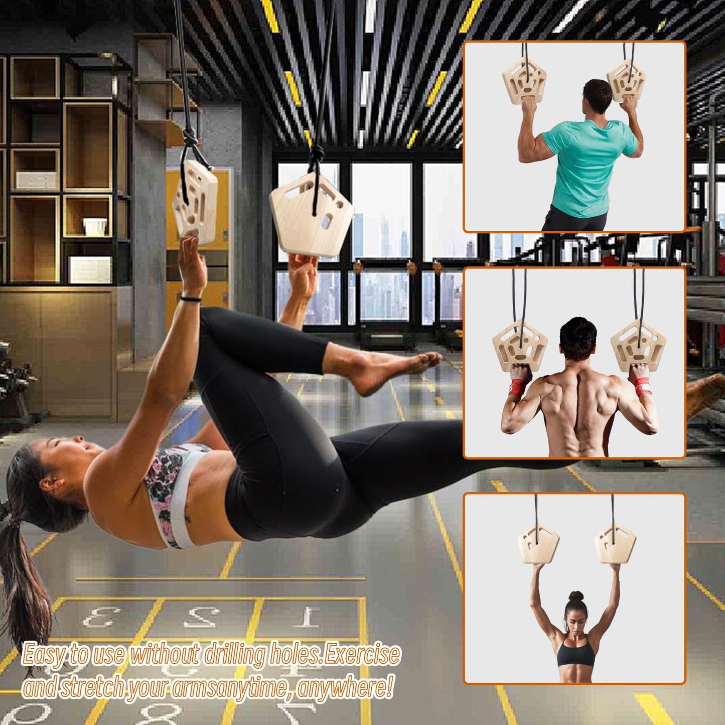 WOOD CITY Hangboard Rock Climbing for Training Climbing, Hang Board with 11 Pockets, Portable Climbing Boards for Finger Strenght Indoor and Outdoor
