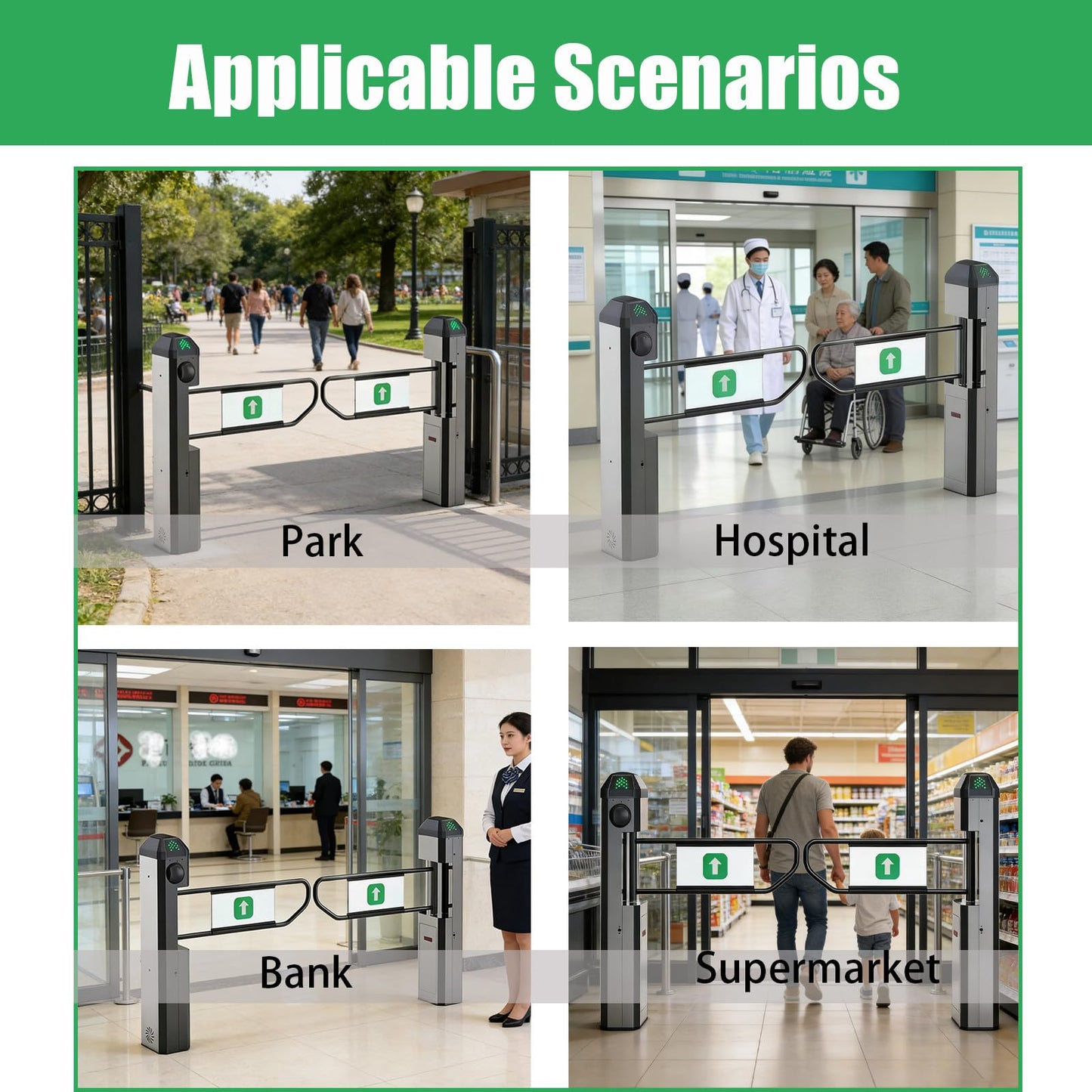 FRANREADER Public Entrance Automatic Turnstile with Radar Sensing - 90° Swing Gate for Transportation Hubs & Retail, Featuring Reverse Alarms & LED Indicators, One-Way Entry Access Control System
