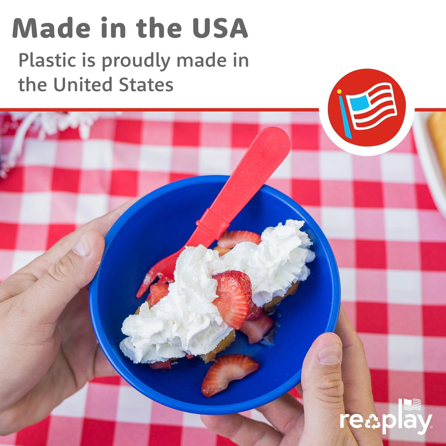 Re-Play Toddler Forks and Spoons Set - 4x4 Utensils for Kids with Case - Dishwasher and Microwave Safe - Made in USA - Set of 8-5.8" x 1.2" x 0.2" - Blossom