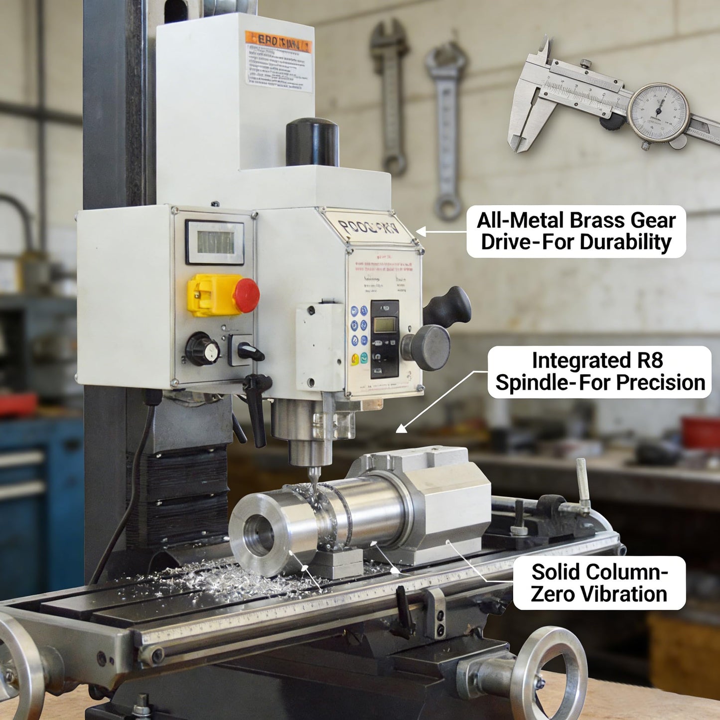 INTBUYING Benchtop Mini Milling Drilling Machine 7''x27-1/2'' Brushless Precision Mill Drill Lathe, 50-2250rpm, R8 Spindle for Home DIY Metal Wood Plastic Processing RCOG-25V 1100W 110V