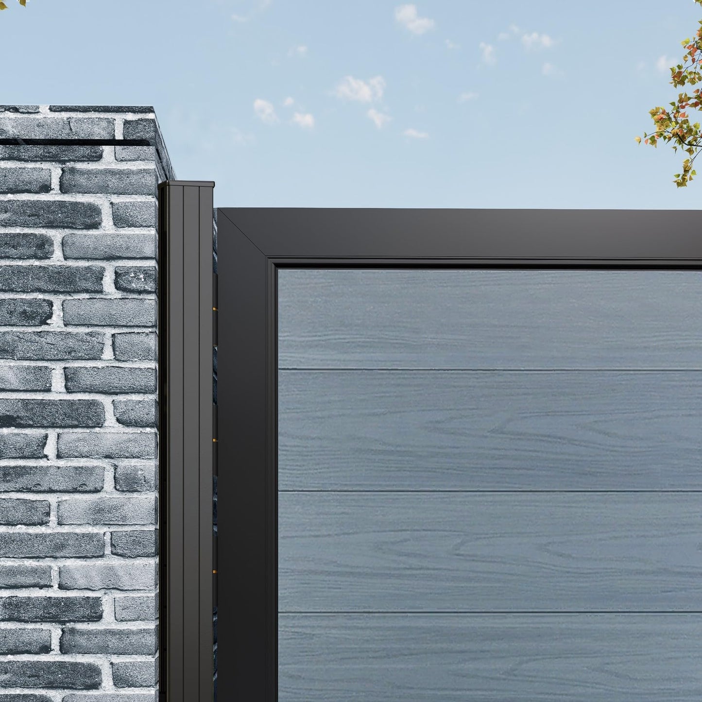 Mondaria 6ft(H)*8ft(W) Wood Plastic Composite Gate for Privacy Fence, Double Fence Gate with Metal Frame and Knob Kits, Grey (Without Post)