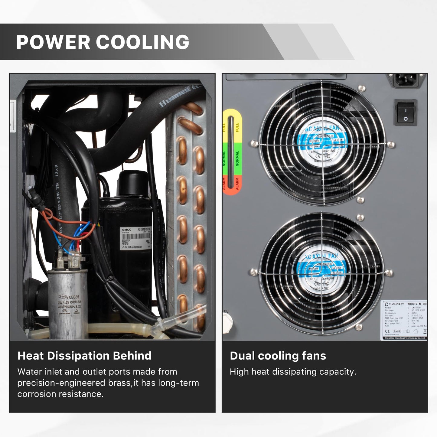Cloudray 6L Industrial CO2 Laser Water Chiller 0.61HP CW5200 Precise Thermostat Recirculating CO2 Industrial Laser Chiller for 60W 70W 80W 90W 100W 120W 130W 150W CO2 Engraving Machine Cooling Machine