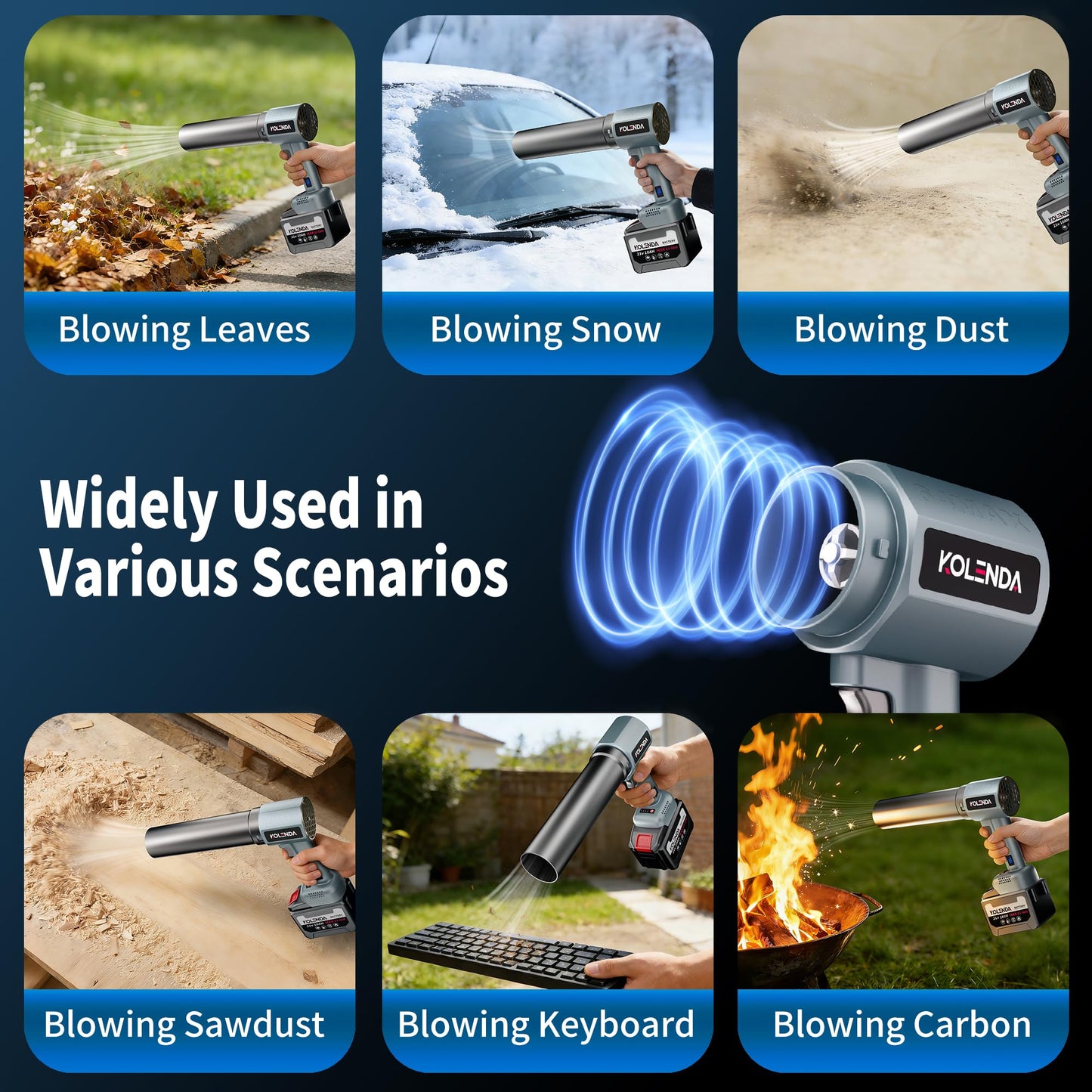 KOLENDA Handheld Cordless Lightweight Powerful Car Dryer Air Blower with 1800G & 335MPH Powerful, Air Duster Electric Leaf Blower Cleaning Dryer Turbo for Patio Cleaning, Lawn Care and Car Drying