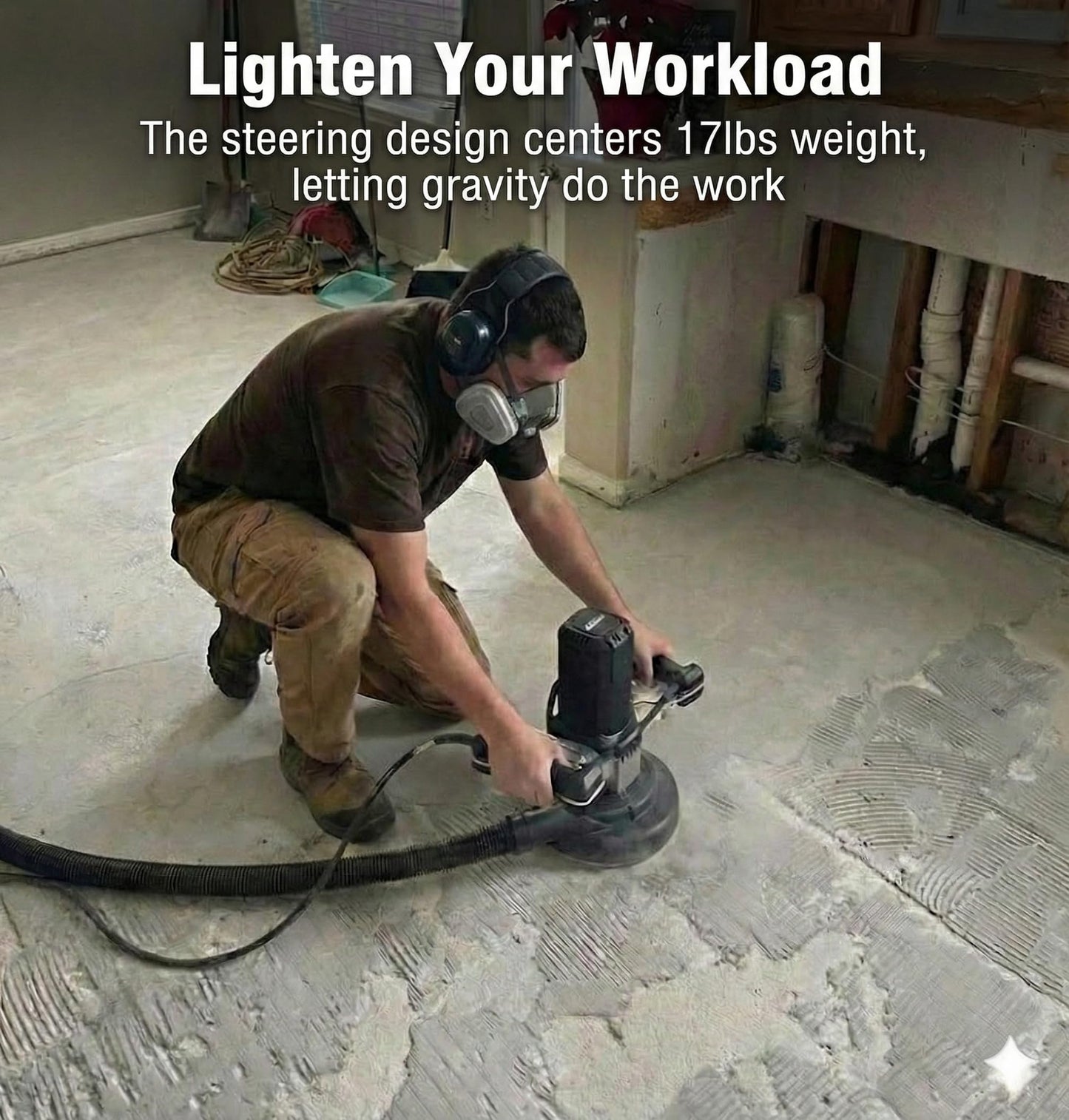 ROUTECH 7" Concrete Grinder, Concrete Surface Sander, Low-Vibration Handle, 1.5" Dust Extraction Port, Edging Capacity, Overload Protection, High Torque Motor, 2000W 120V 60Hz, Model RT-MD180