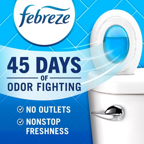 Febreze Bathroom Air Freshener - Odor-Fighting Plug-In for Small Spaces | Linen & Sky Scent, 4 Count