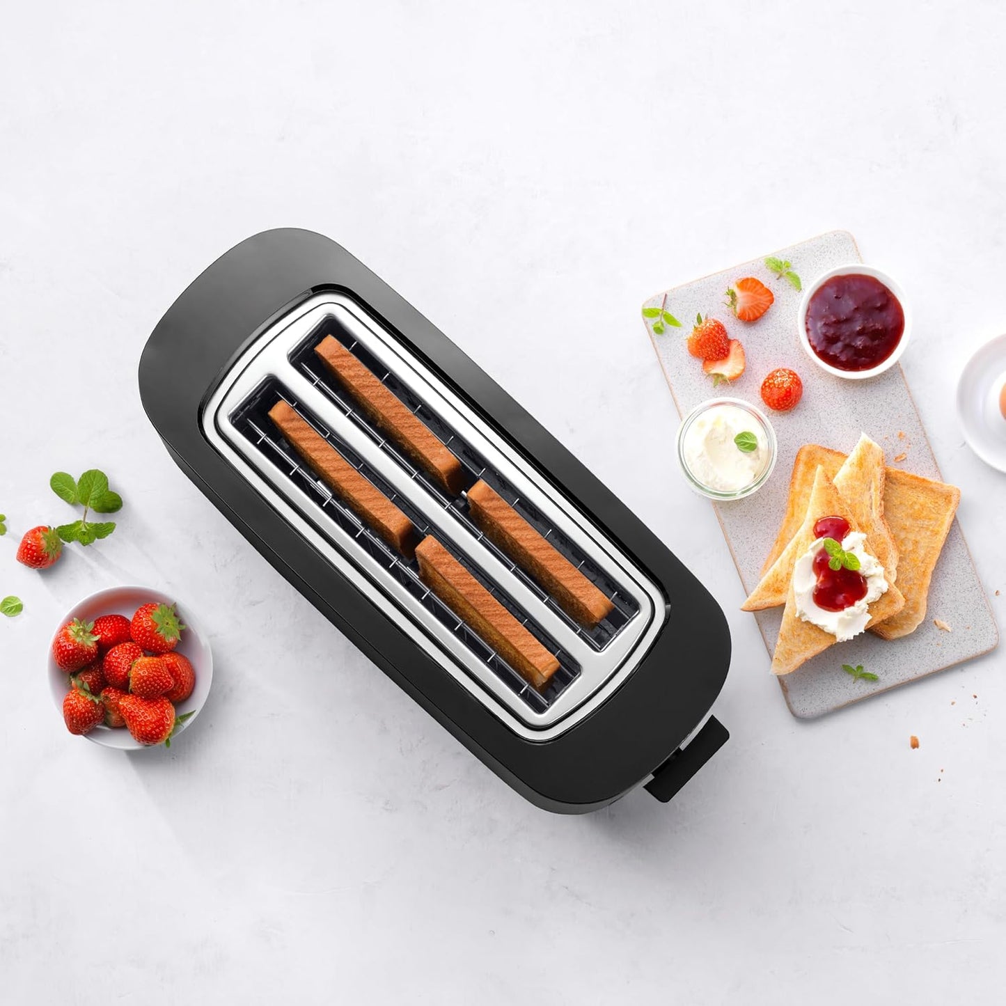 ZWILLING Enfinigy 4-Slice Long Slot Toaster - Extra Wide 1.5" Slots for Bagels & Toast | Sleek Black Design