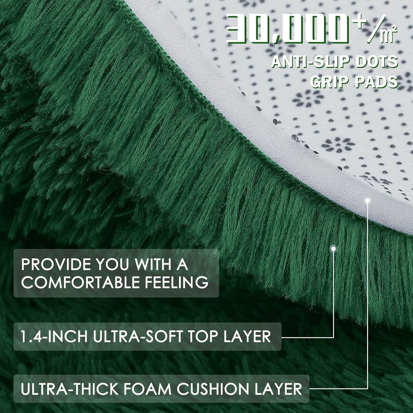 OLANLY Runner Rugs - Soft, Machine Washable Shaggy Carpet for Hallways & Bedrooms | Dark Green 2x5 ft