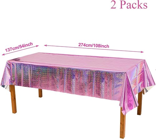 GREATRIL Disposable Pink Party Tablecloth - Rectangle Design for Birthdays & Anniversaries | 54'' x 108'' - 2 Pack
