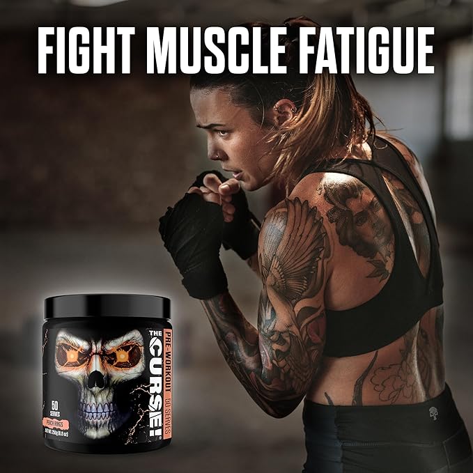 JNX SPORTS The Curse! Pre Workout Powder for Men & Women, Caffeine, Beta-Alanine, Creatine, L-Citrulline, 50 Servings, Peach Rings Flavor ??Boost Energy, Strength & Focus