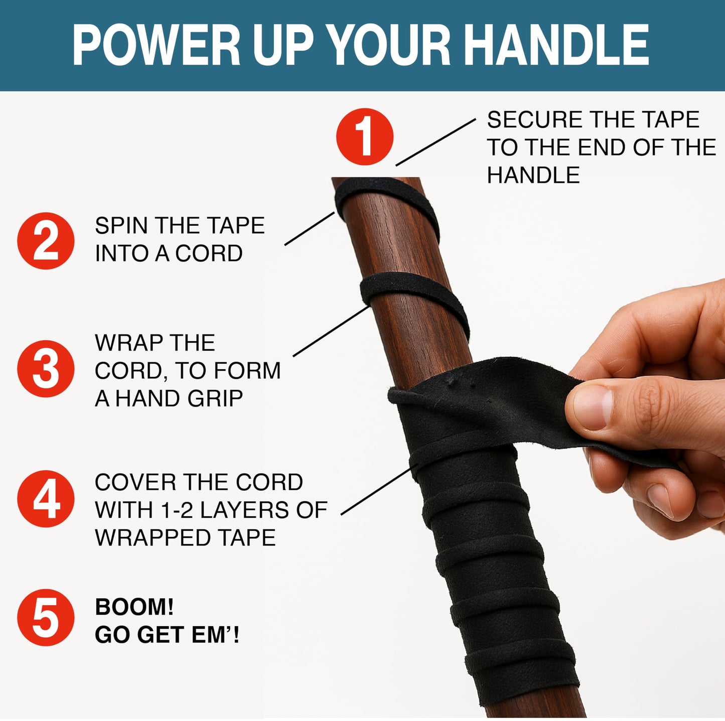 Thunder Tape 2 Pk Grip Tape - Cloth Grip Tape for Pull Up Bars, Sports, Tools, Handles, Bats, Rackets, Gym Equipment, Wire Wrap - No Residue, Sweat Resistant, 1 Inch x 66 Feet Each Roll - Black