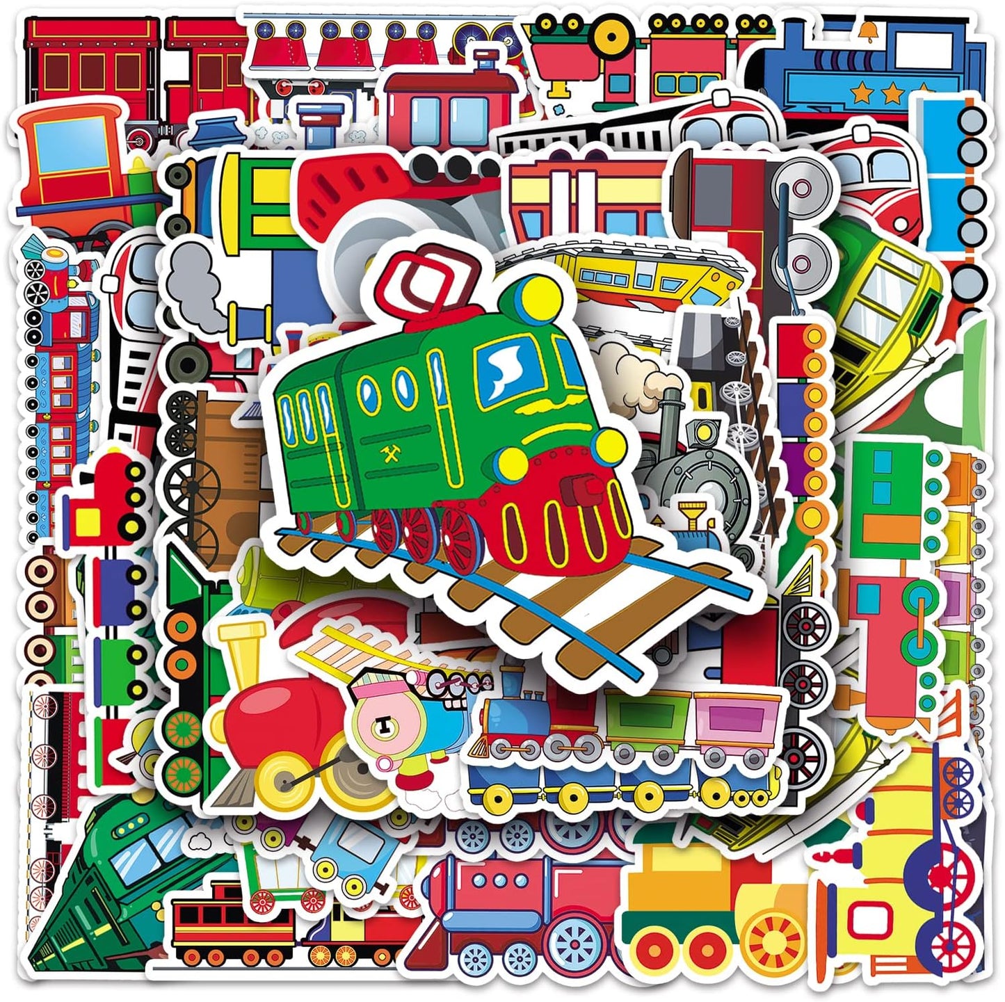 DIYYILIF 100 Pcs Train Stickers, Vinyl Waterproof Stickers for Water Bottles, Laptop, Notebook, Scrapbook, Luggage