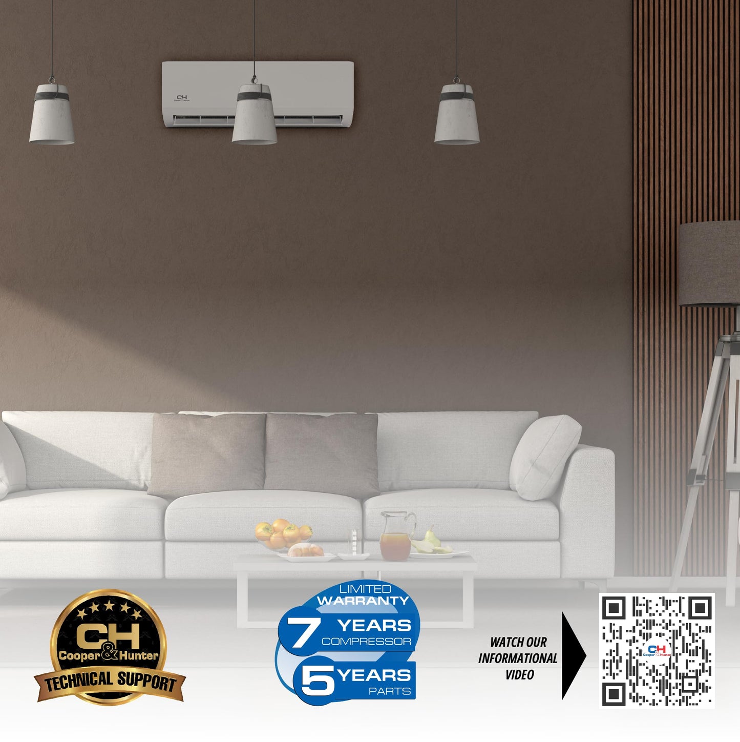 Cooper & Hunter Olivia Series 12,000 BTU 115V Mini Split AC/Heating System, Ductless Wall Mount - 23.2 SEER2 Inverter - Smart Kit & 16FT Installation Kit Included - Pre-Charged
