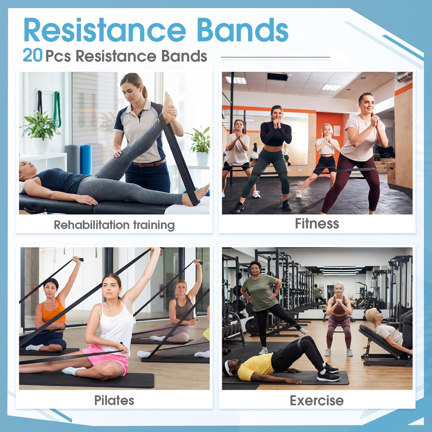 Teyva Daily 20 Pcs Resistance Bands for Stretching Heavy Duty Pull up Assistance Bands 15-35 Lbs for Home Gym Strength Training Exercise Workout Yoga, Black