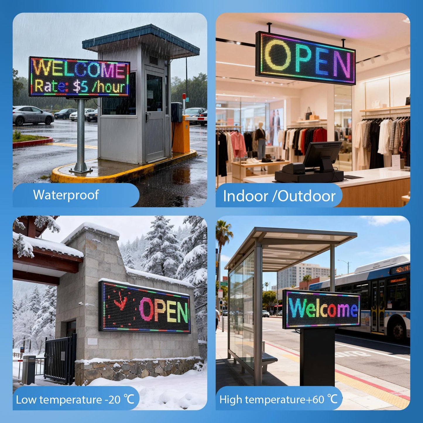JINBLIZZARD 39"×14" Programmable Led Sign - Scrolling for Business Ads [Indoor/Outdoor] - Digital Message Board with WiFi Control