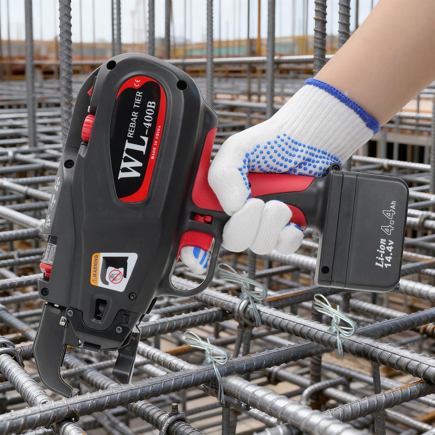 SDLOOL Rebar Tying Machine Automatic Rebar Tie Gun with 21ga Tie Wire, 2 x 14.4V 4400mAh Battery Handheld Portable Rebar Tying Tools for Φ 0.3" to 1.58" Rebars
