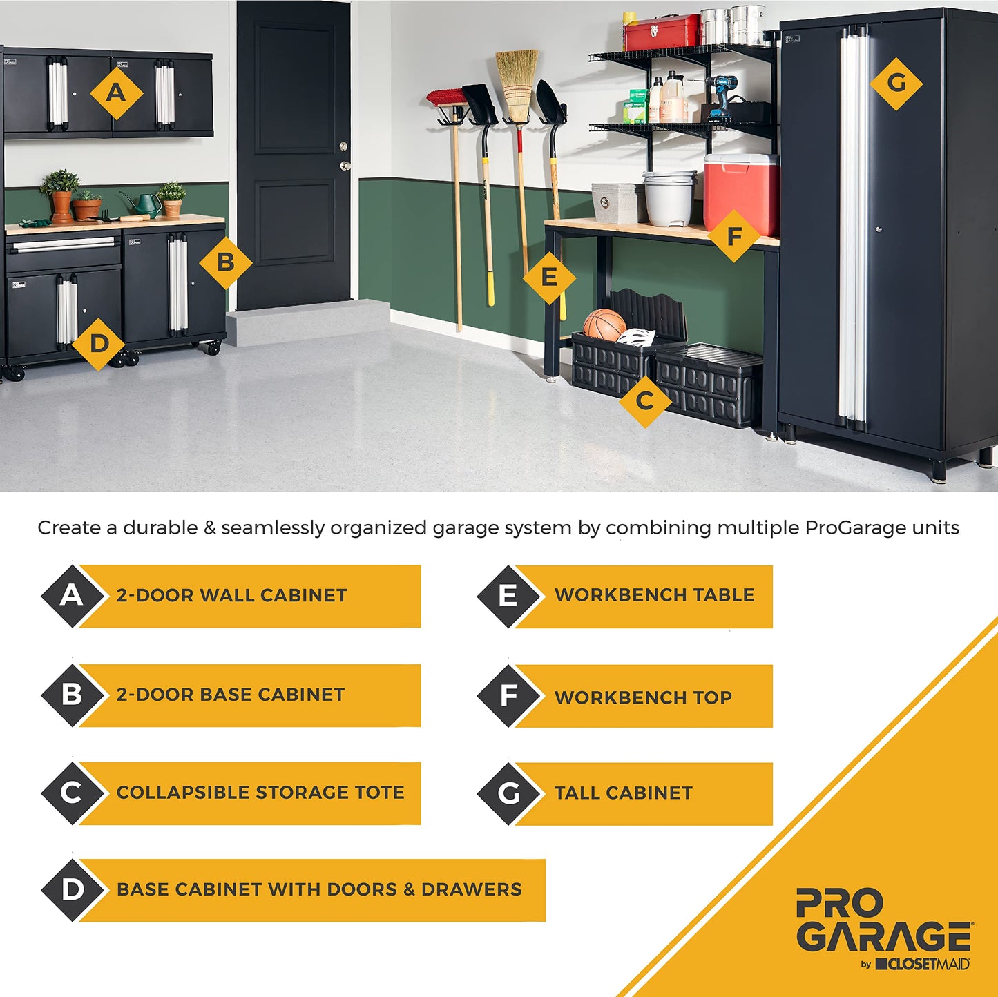 ClosetMaid ProGarage Tall Cabinet with Two Doors, Lock and Adjustable Shelves, for Garage Storage, Heavy Duty Steel, Black