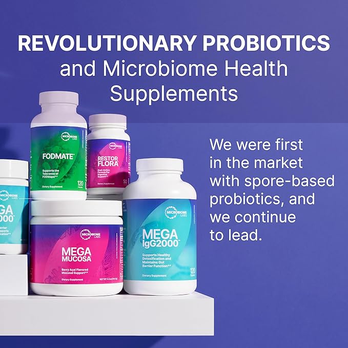 Microbiome Labs MegaMucosa - Amino Acids Supplement with Dairy-Free Immunoglobulins - Gut Health + Immune Support for Women & Men - for Complete Mucosal Support (180 Capsules)