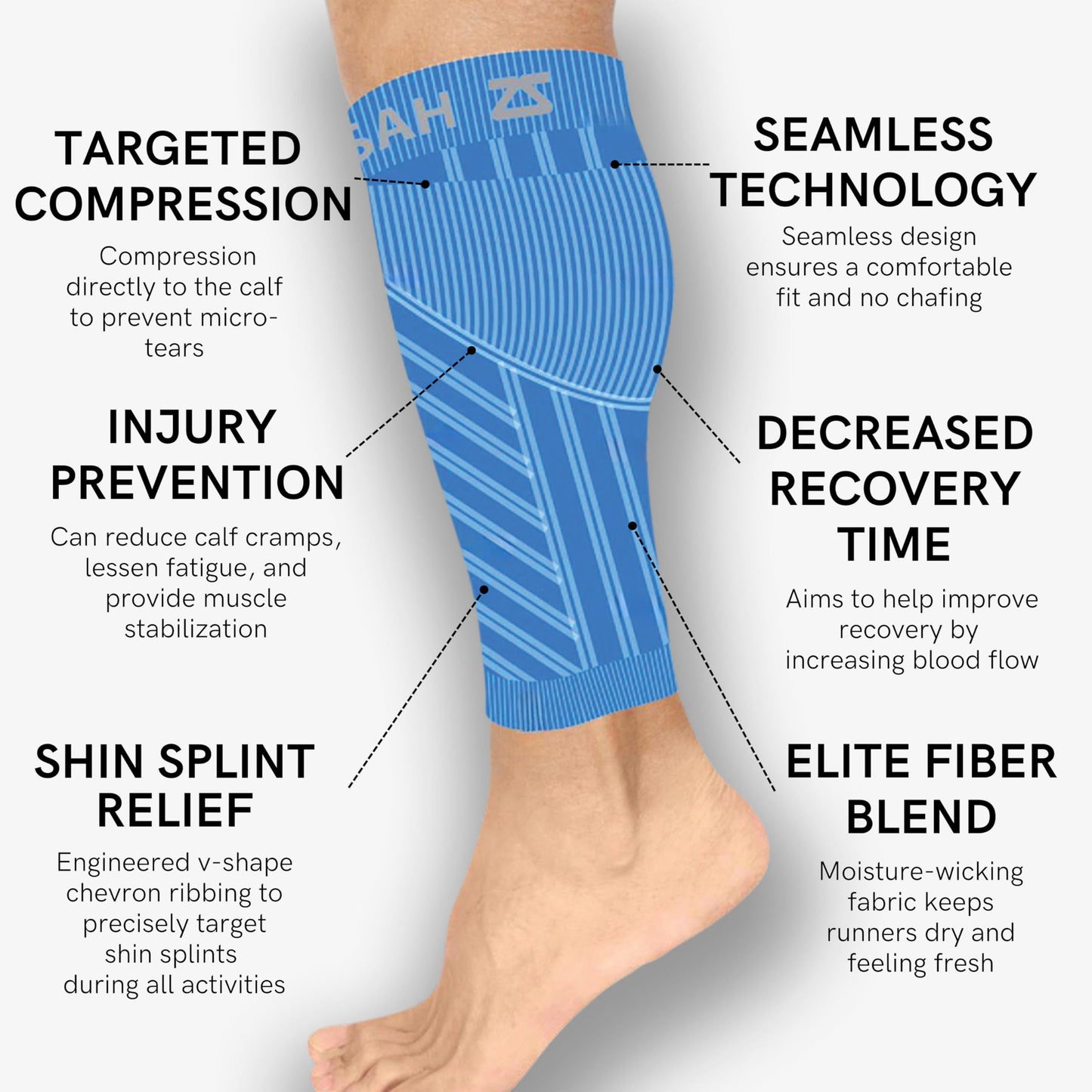 Zensah Running Leg Compression Sleeves - Shin Splint, Calf Compression Sleeve Men and Women (White, Small/Medium)