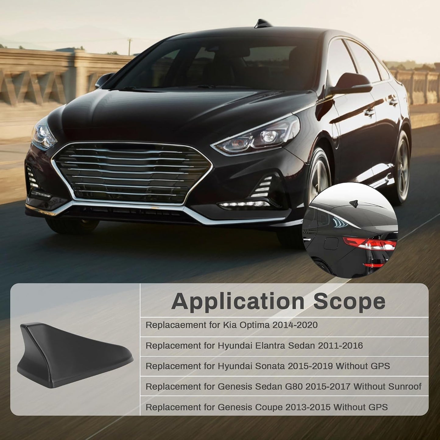 Fydun 96219 D5000EBQK 20142020 Car Shark Fin Antenna Cover Roof Aerial Base for Optima for Sonata Genesis Sedan Coupe