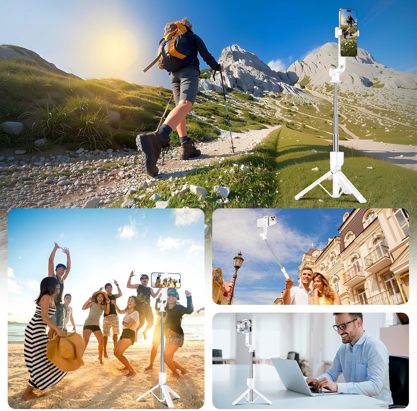 SENSYNE 53" Selfie Stick for Phone, Extendable Travel Tripod with Detachable Remote for Photography, Selfies
