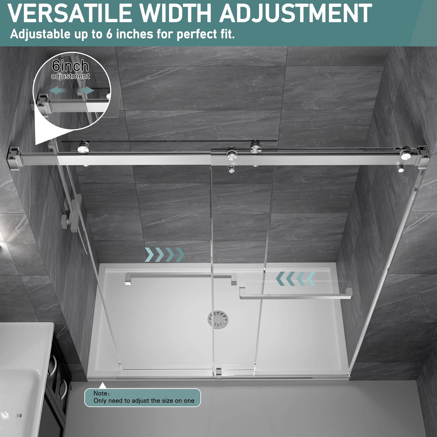 Dyvalis 49-54" W x 76"H Frameless Double Sliding Shower Door for Walk-In Shower,5/16" (8mm) SGCC Certified Clear Tempered Safety Glass,Easy-Clean Coating,Quiet Heavy-Duty Roller System, Brushed Nickel