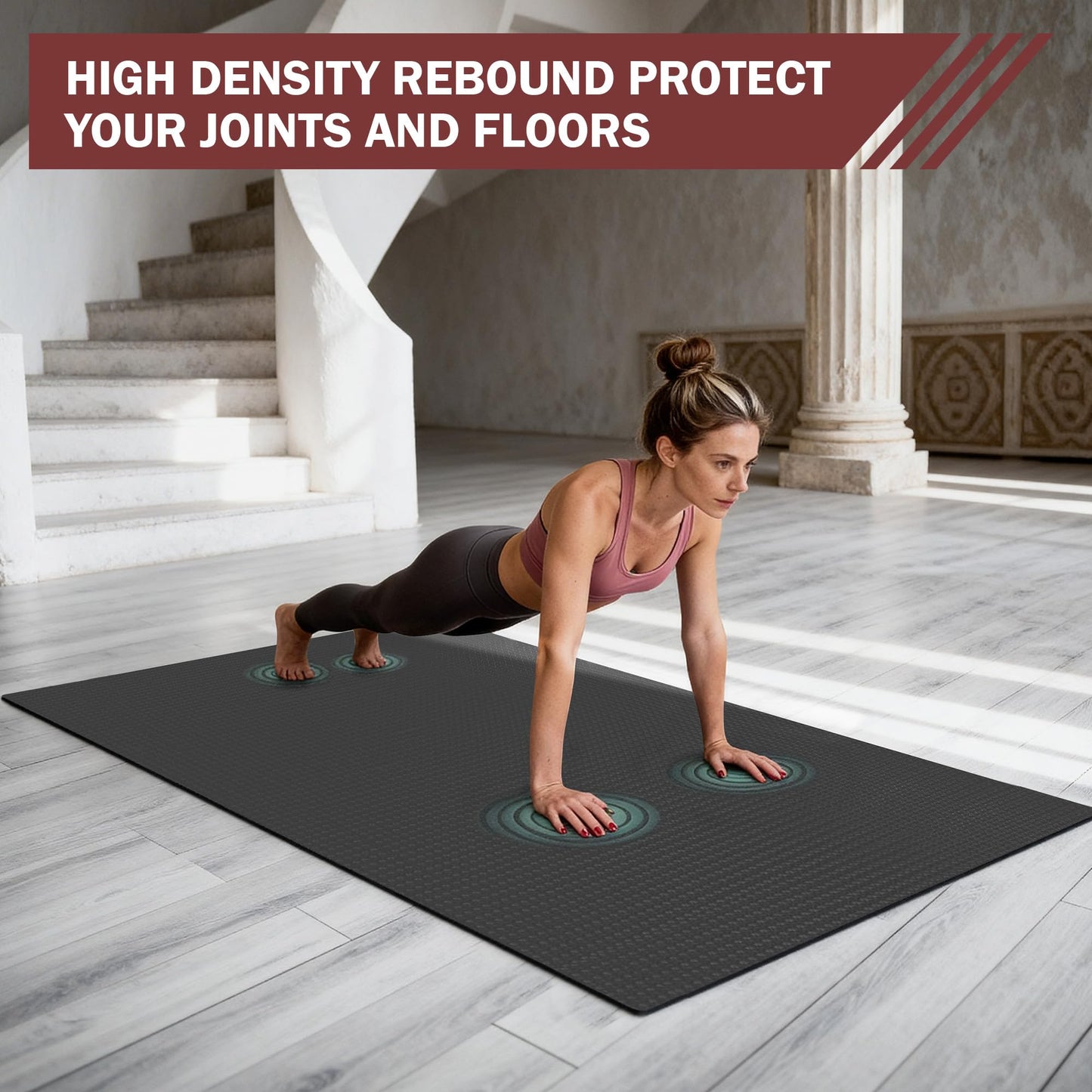 Stepwaver Extra Large Exercise Mat, 7'x5' (6mm) Thick Workout Mat for Home Gym & Garage Flooring, Shoe-Friendly, Non-Slip, Ultra Durable, Thick Large Workout Mats for Home Workouts