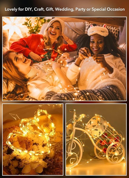 Minetom 12 Pack Fairy Lights - Battery Operated 20 LED Waterproof Silver Wire for DIY Crafts & Wedding Décor