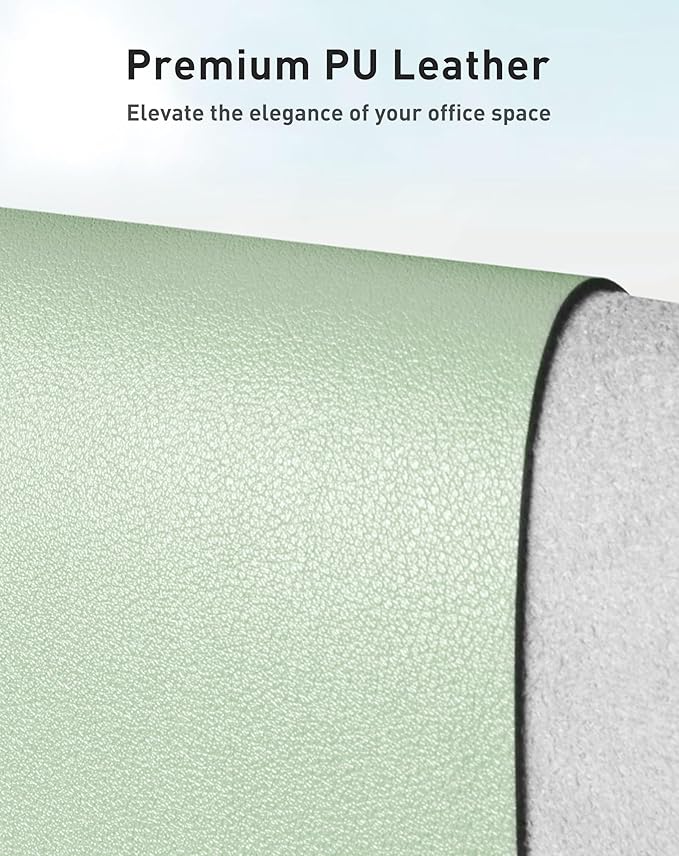 Aothia Faux Leather Desk Mat - Large Mouse Pad, Non-Slip PU Leather Blotter, Waterproof Writing Surface for Office and Home (Aqua, 42" x 17")