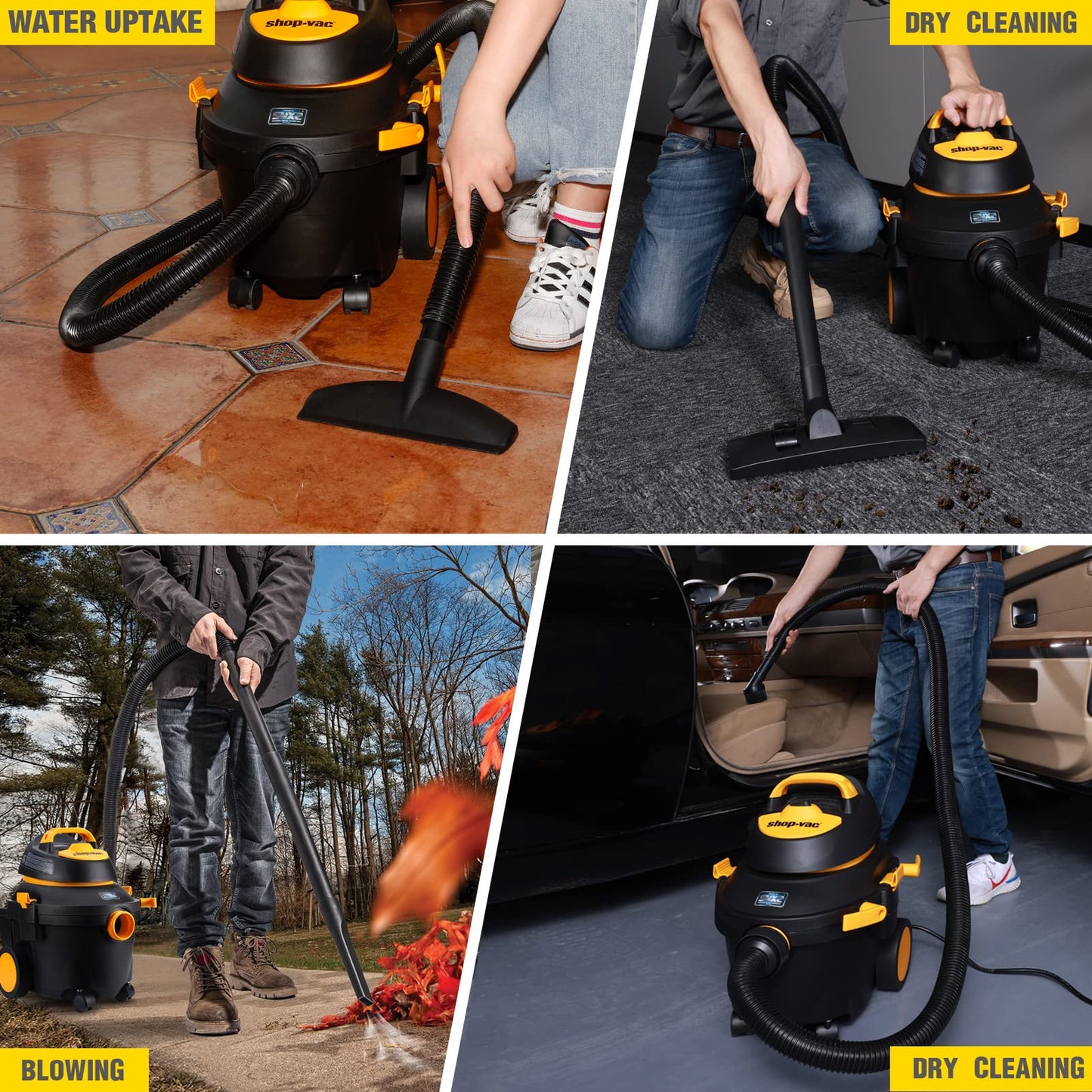 Shop-Vac 4 Gallon 5.5 Peak HP Wet/Dry Utility Vacuum with SVX2 Motor Technology, 3 in 1 Function Portable Shop Vacuum with Cart, Attachments, 5914000