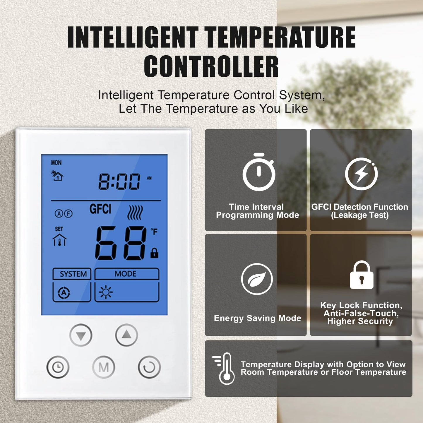 BLARALA Electric Radiant Floor Heating System, 100 Sq.ft Electric Heated Floor Mats for Bathroom, Includes Programmable Thermostat, Heat Mat, Installation Monitor, and Temperature Sensors(240V)