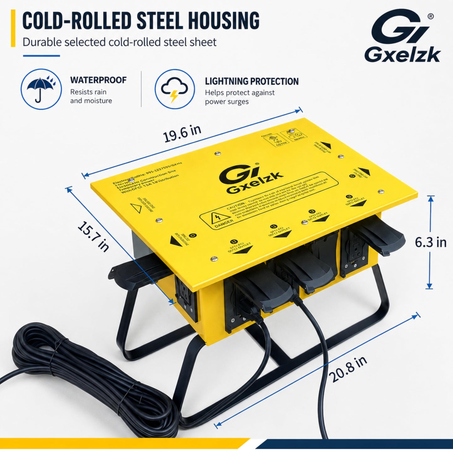 Power Distribution Box Temporary Distribution Box, It has Both 50A and 30A inlets, six 120V CFGI duplexes,Safe and Reliable Power on Any Construction site (50A-Temporary Distribution Box)