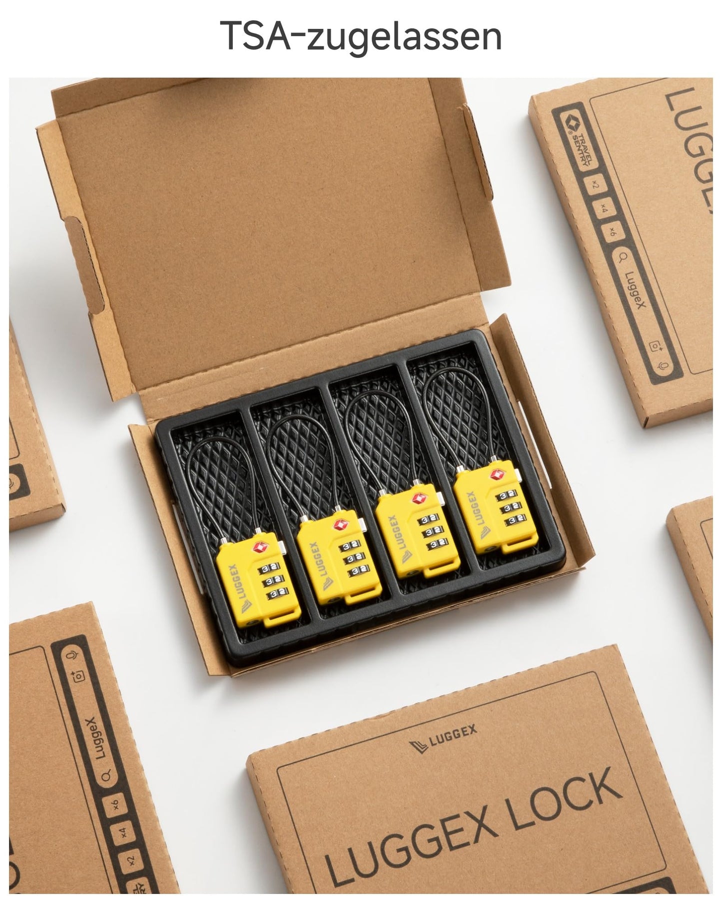 LUGGEX TSA Locks for Luggage, Suitcase Locks TSA Approved, Luggage Locks, Gift Box, Ease of Use & Durable(Black,2 Pack)