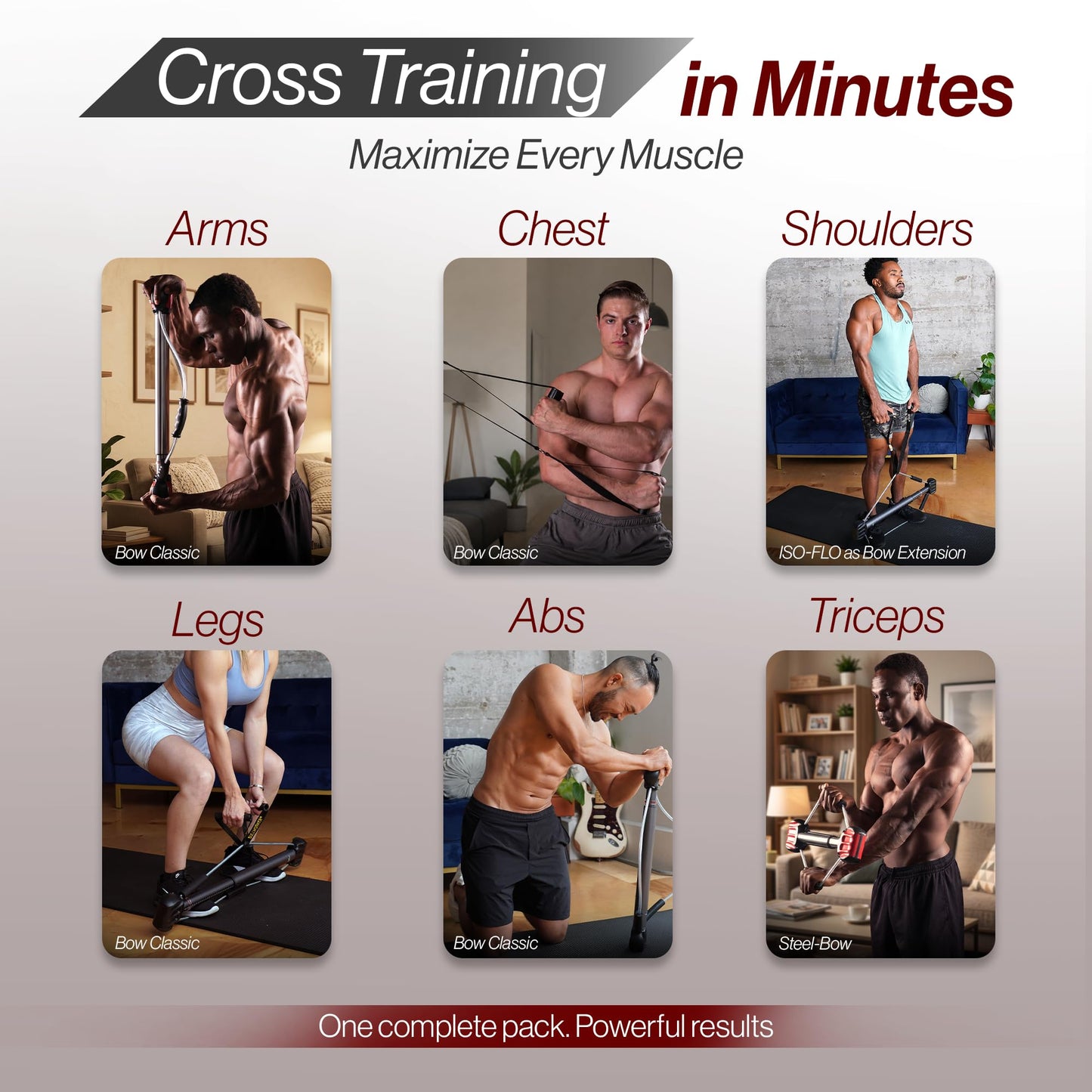 Bullworker Power Pack Isometric Exercise Equipment - Bow Classic 36", Steel Bow 20" & ISO-FLO Suspension Training Straps, Home Gym for Men & Women, Calisthenics, Pilates & Full Body Strength Training