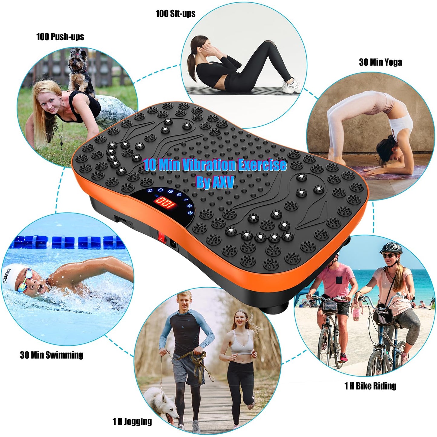 AXV Vibration Plate Fitness Platform Exercise Machine Vibrating Shaking Full Body Shaker Workout Vibrate Stand Shake Board Sport for Weight Loss Fat Burner for Gym Home Office