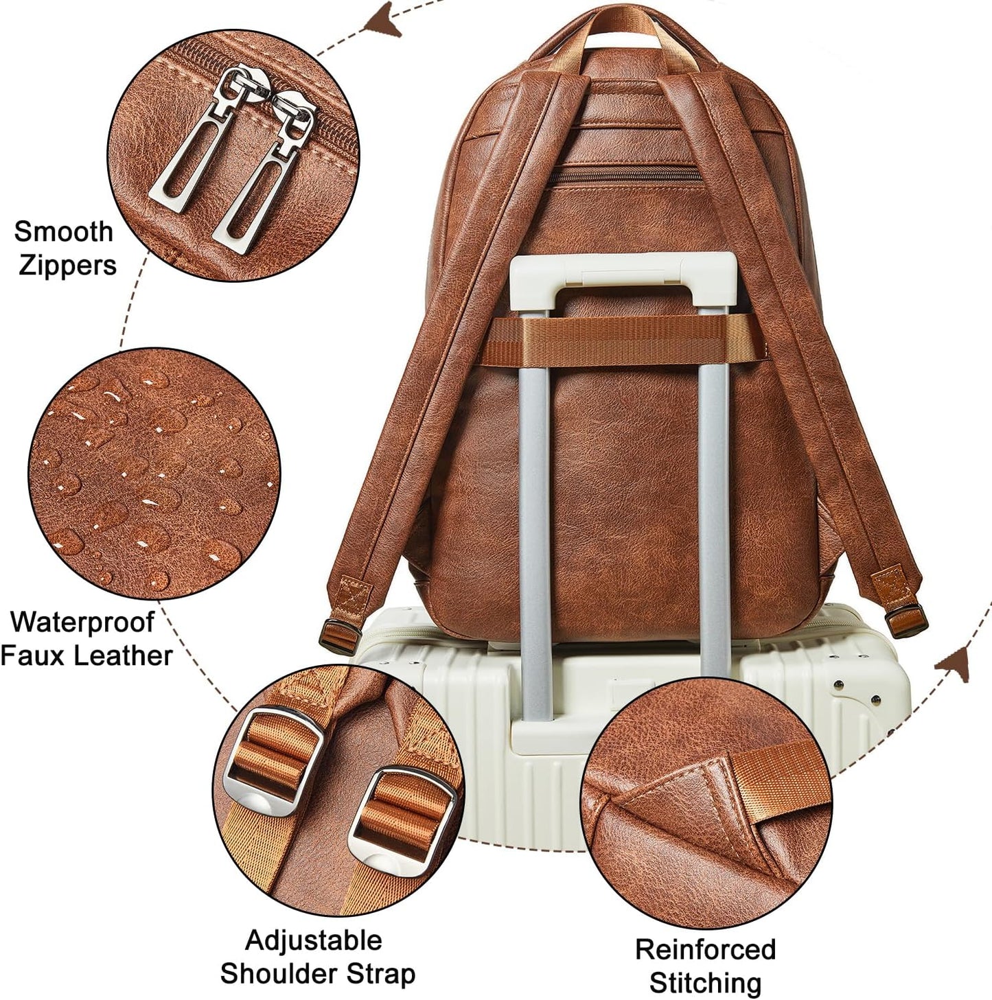 43L Backpack 17 16 15.6 Inch LATMAP Purse For Women Men Leather Shoulder Diaper Bookbag Tote Laptop Bag Handbags