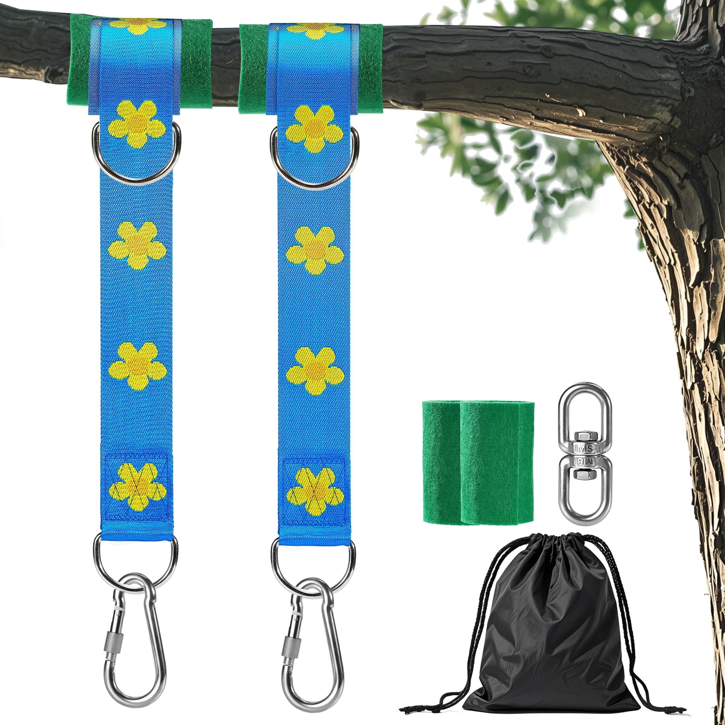 Werflyto Safe Tree Swing Hanging Straps Kit, 3FT/10FT/15FT/20FT, Heavy Duty Holds 5500LBS Extra Long Adjustable Tree Swing Straps, Easy & Fast Way to Hang Any Swing or Hammock(10 FT)