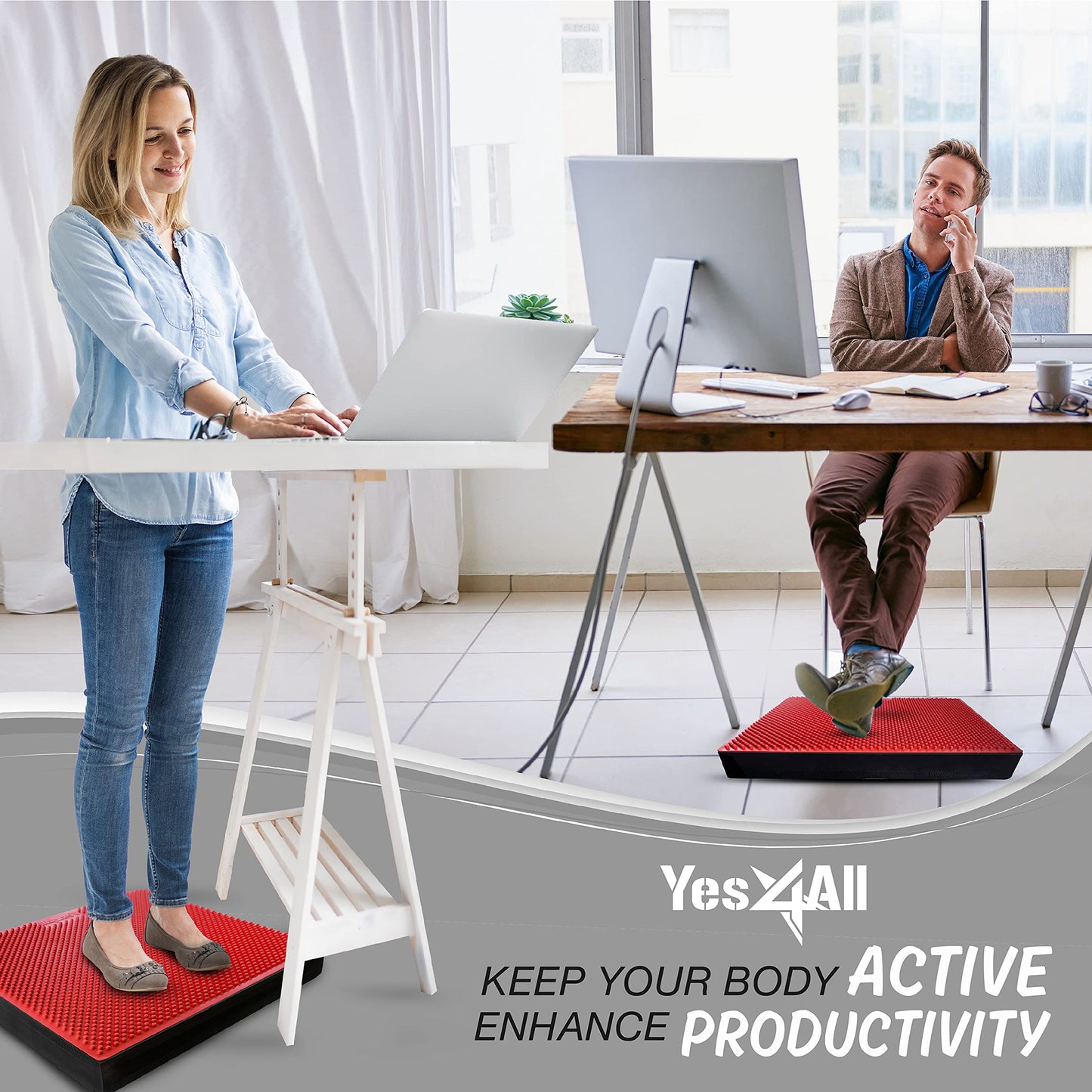 Yes4All unisex adult B. Red Yoga Balance pad massage, N.Red - XXL + Extra Thick -20" x 16" 3", X-Large US