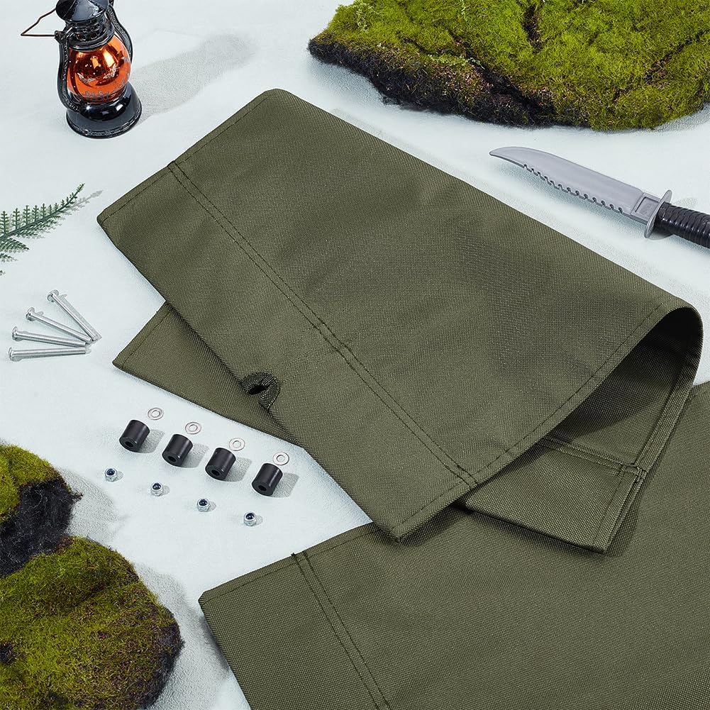 OLYCRAFT 2Pcs Camp Chair Replacement Fabric 18.7x14.6 Inch Oxford Cloth Outdoor Folding Chair Seat Replacements Dark Olive Green Waterproof Camping Chairs Cover for Garden Outdoors Camping