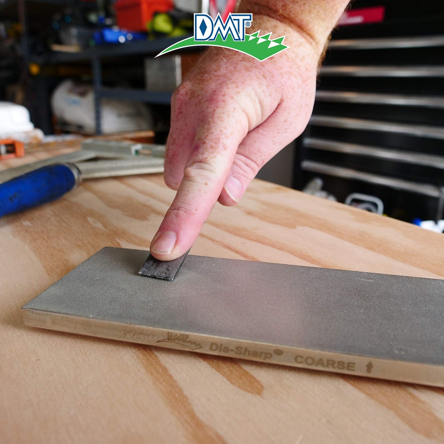 DMT D8C Dia-Sharp Bench Stone - Diamond Knife Sharpener for the Workshop, Jobsite or Kitchen - Coarse (325) - Flat Diamond Sharpening - Non-Slip Knife Sharpener- Made in the USA - 8 x 3 x 0.38 Inches